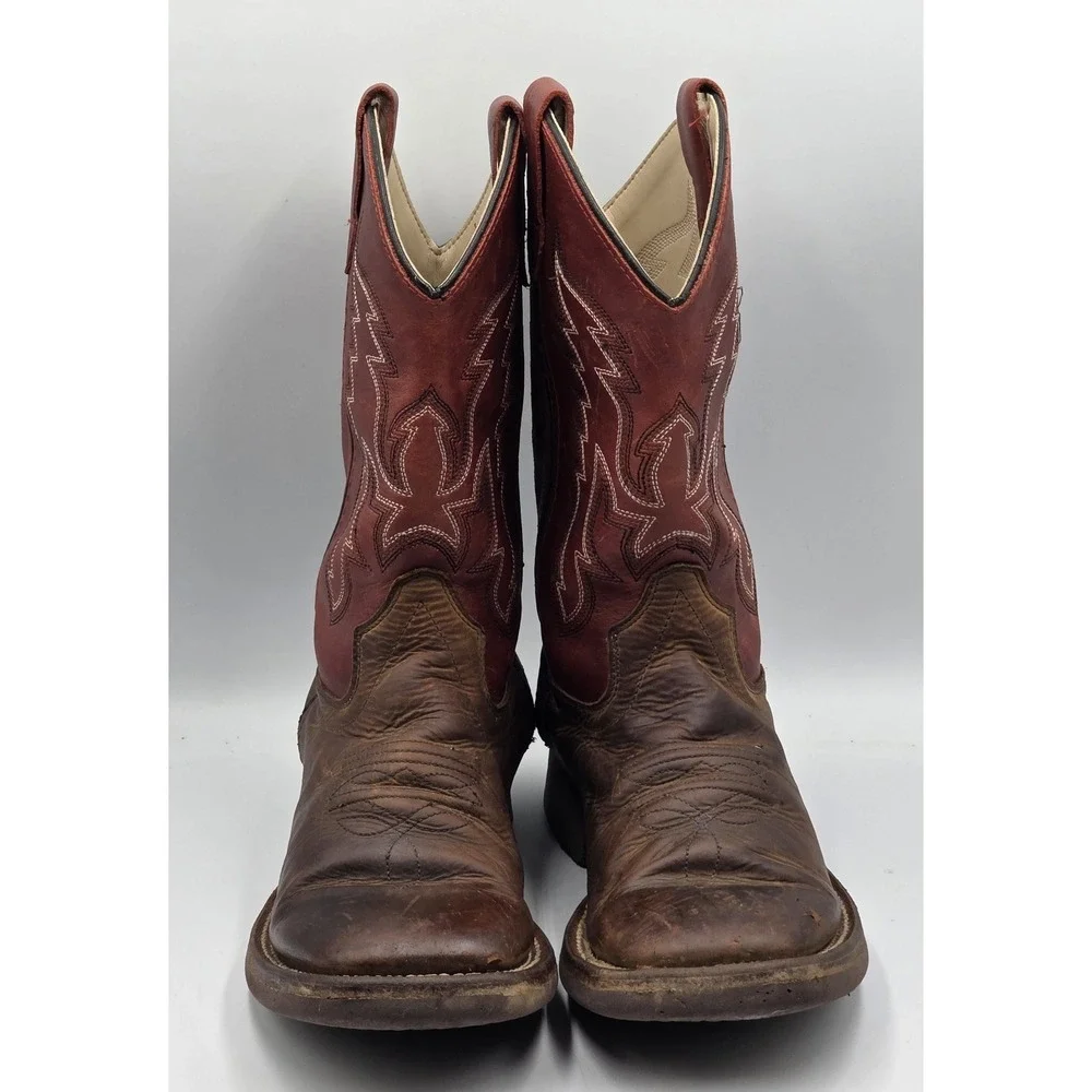 Cody James Boys Broad Square Toe Cowboy Boots Brown Leather Youth Size 2 D